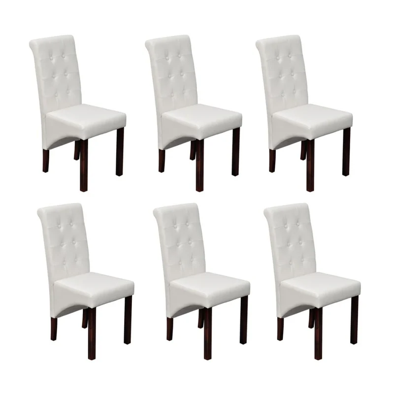 Lot de 6 chaises de salle à manger cuisine capitonné design classique en synthétique blanc CDS022167
