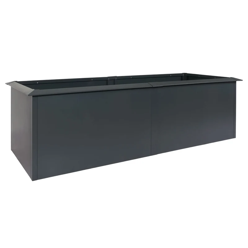 Carré potager surélevé en métal anthracite 250x90 cm avec bord anti-limaces hauteur 78 cm structure robuste 04_0010115
