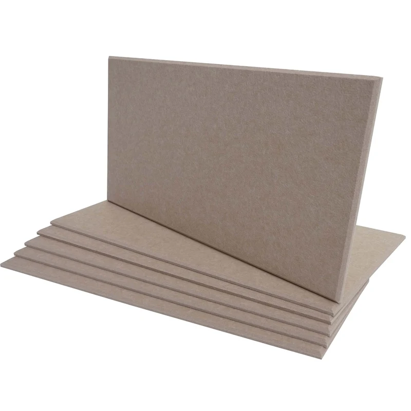 Lot de 6 panneaux acoustiques muraux 60x30 cm 1 m² isolation phonique fixation adhésive coloris brun clair 04_0010302