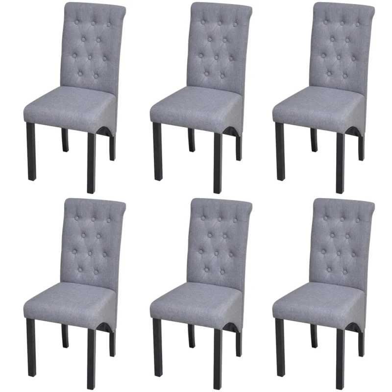 Lot de 6 chaises de salle à manger cuisine design classique tissu gris clair CDS022417