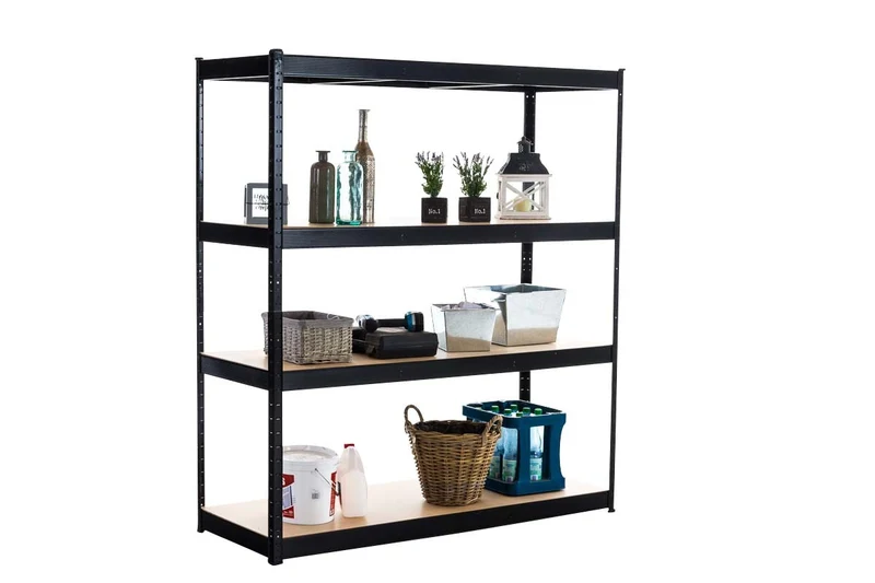 Etagère galvanisée pour charges lourdes en métal 4 niveaux noir 160x60x180cm ETA10076