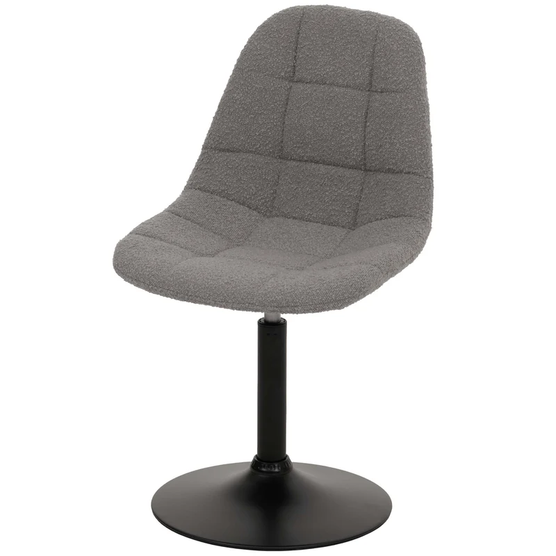 Chaise de salle à manger pivotante 360° design contemporain en tissu bouclé gris pied acier noir mat 04_0009879