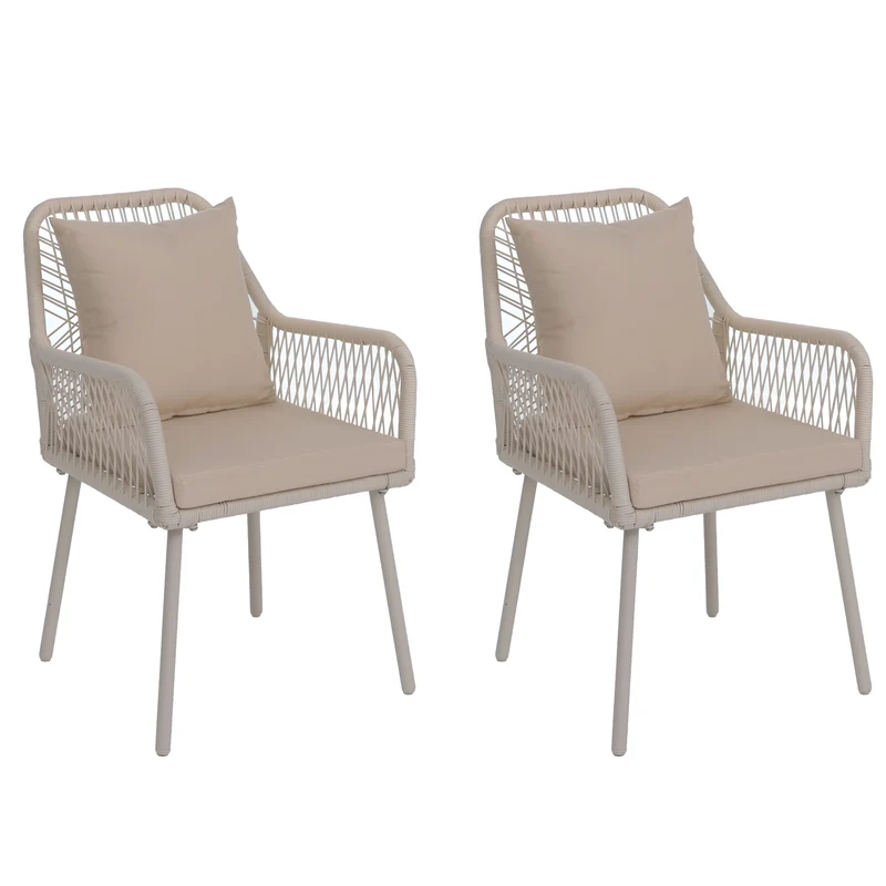 Lot de 2 chaises de jardin confortables avec coussins 81 x 54 x 62 cm en aluminium crème 04_0008701