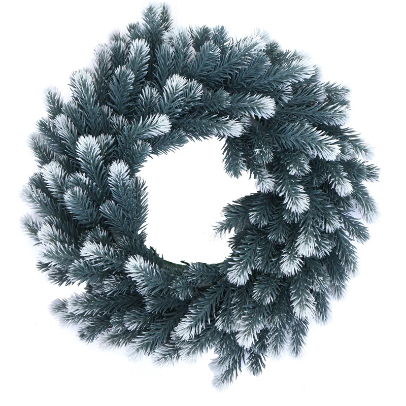 Couronne décorative artificielle avec porte-bougies effet sapin enneigé Ø 60 cm 04_0009147