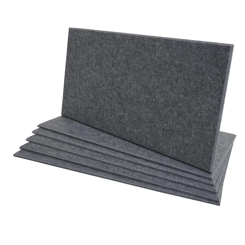 Lot de 6 panneaux acoustiques textiles design moderne 60 x 30 x 0,9 cm en polyester gris 04_0010304