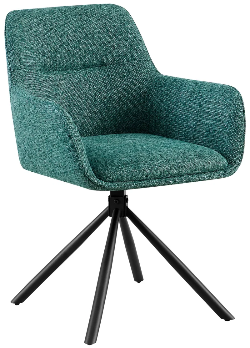 Chaise pivotante style moderne et contemporain en tissu vert piètement à quatre pieds métal noir 10_0007507
