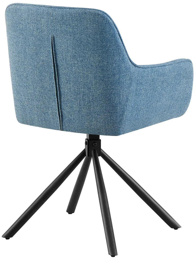 Chaise pivotante style moderne et contemporain en tissu bleu piètement à quatre pieds métal noir 10_0007521
