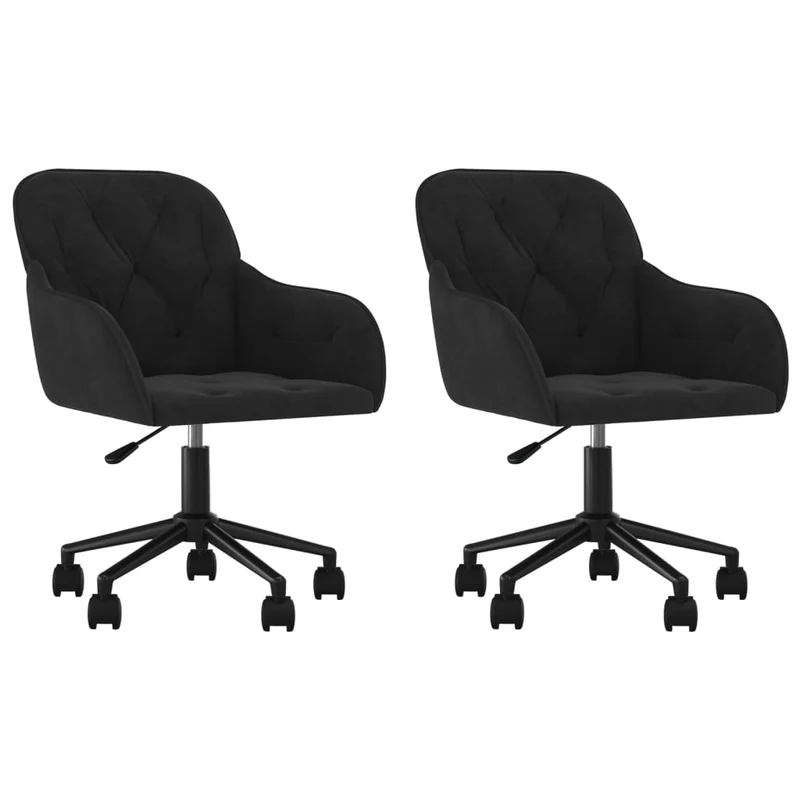 Lot de 2 chaises de salle à manger siège pivotant hauteur réglable noir velours noir DEC025296