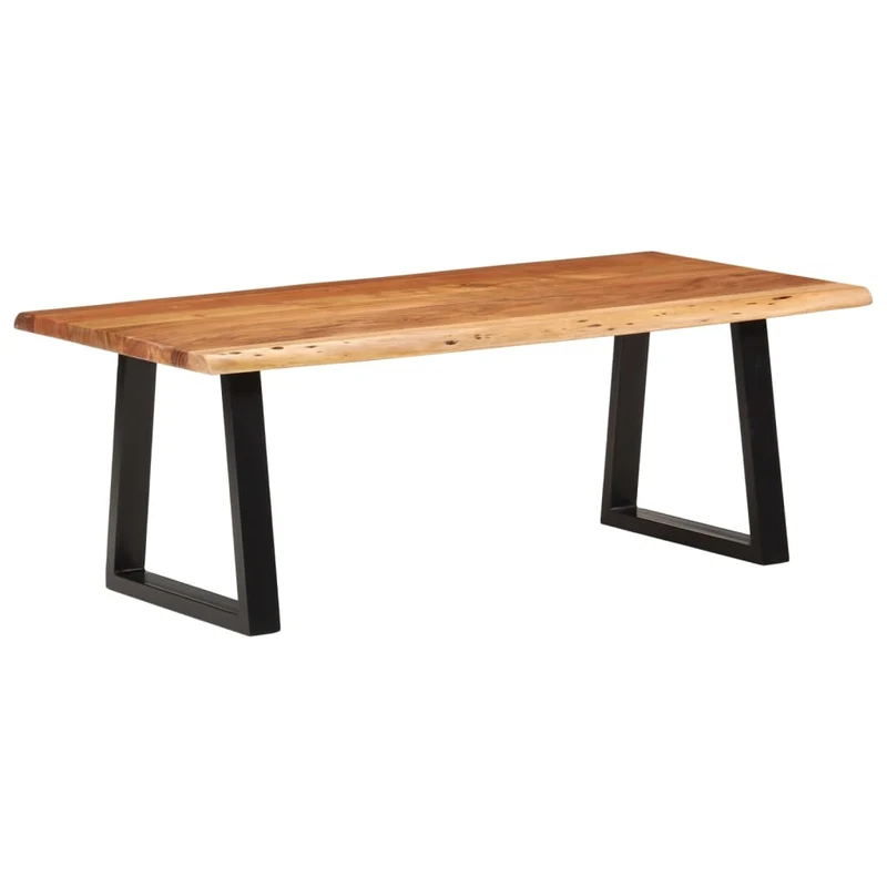 Table basse en bois d’acacia massif avec plateau naturel – Pieds métal noir – 110 x 55 x 40 cm DEC036997