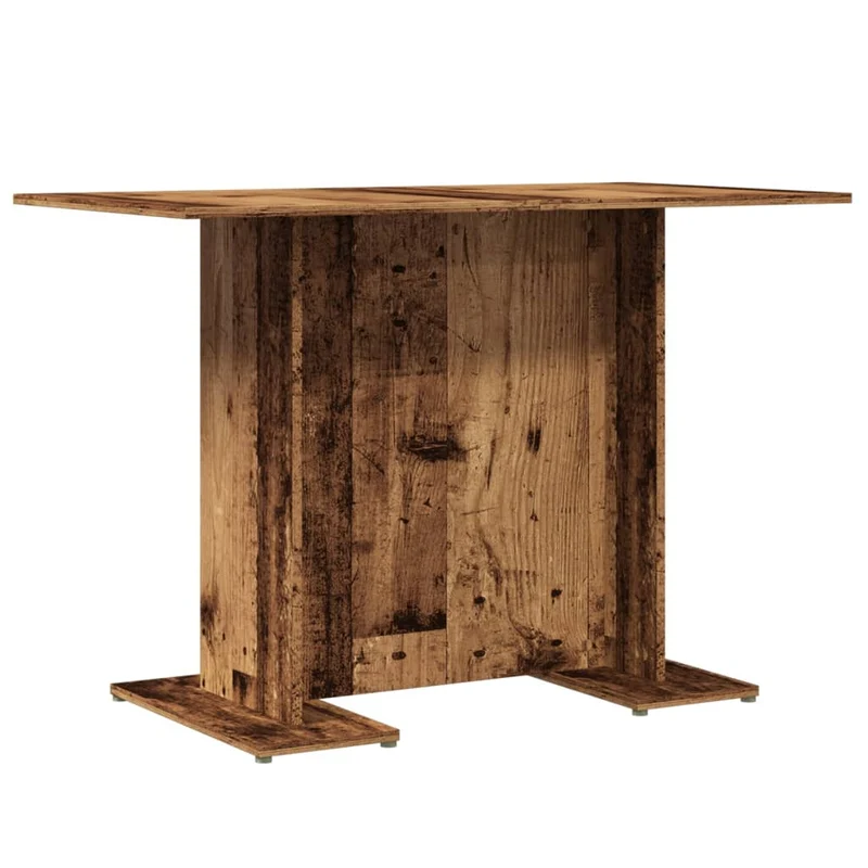 Table à manger rectangulaire compacte – piètement central – finition bois vieilli – 110 × 60 cm DEC036914