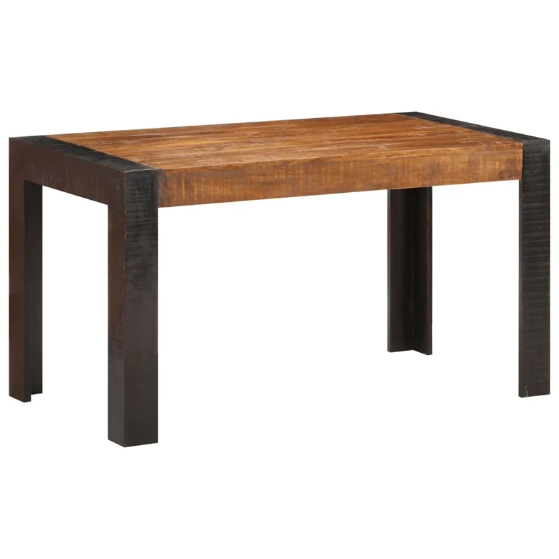 Table à manger industrielle en bois de manguier massif style loft avec plateau épais 140 x 70 cm DEC036713