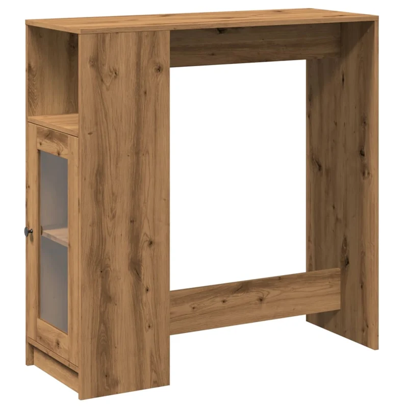 Table de bar compacte avec rangement intégré – finition chêne artisanal – 101 × 40 × 103,5 cm DEC036365
