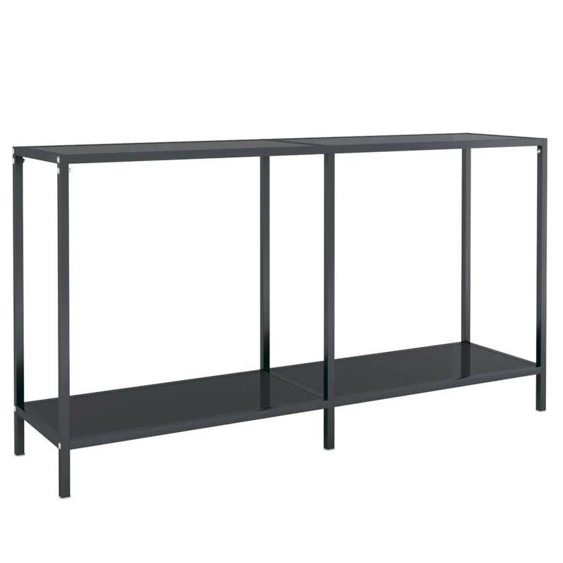 Table console tabl e d'appoint 140 x 35 x 75,5 cm verre trempé et acier noir DEC032110