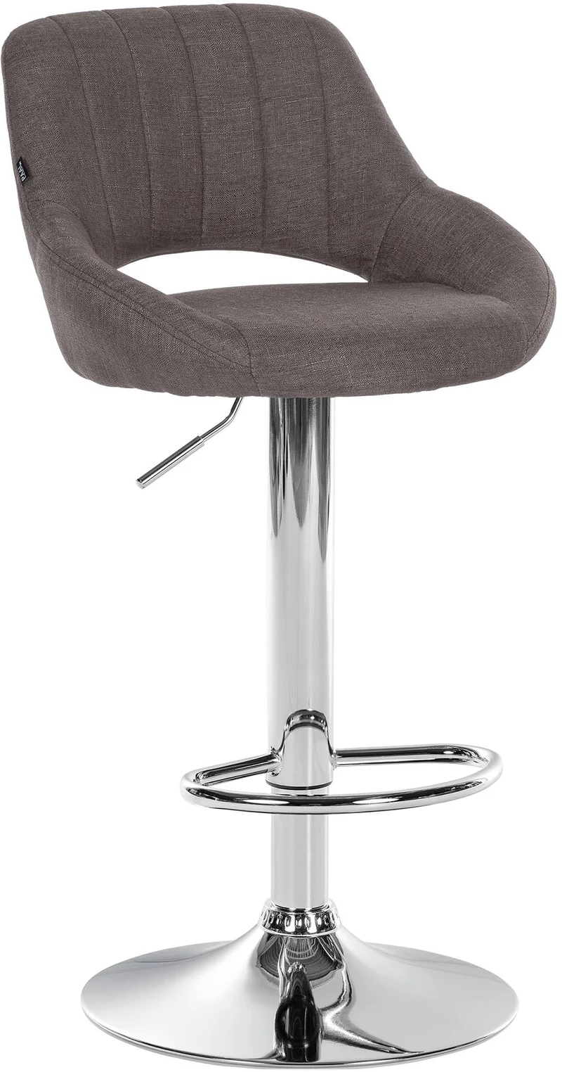 Tabouret de bar x1 avec repose-pieds pivotant et réglable en tissu gris foncé et métal 10_0005219