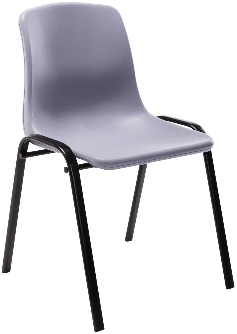 Chaise visiteur empilable salle d'attente en plastique gris et métal 10_0003730