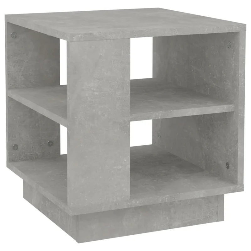 Table d’appoint carrée design cubique – finition béton gris – avec 2 étagères – 40 × 40 cm DEC039280