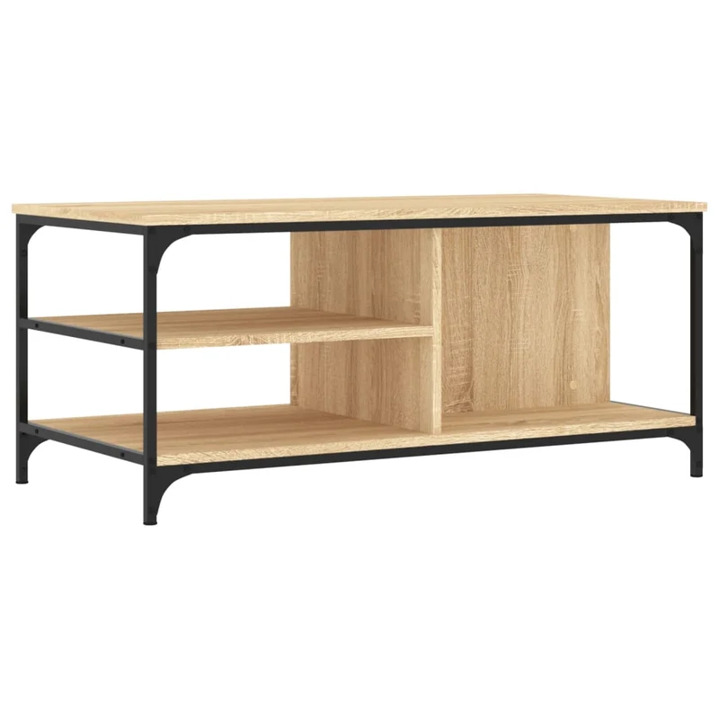 Table basse design moderne et contemporaine 100 x 50 x 45 cm bois d'ingénierie couleur chêne et métal DEC038862