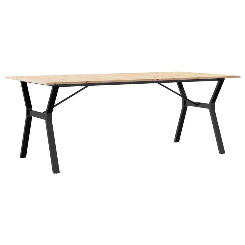 Table de salle à manger design industriel cadre en y 200 x 100 x 75cm bois de pin et acier DEC036831