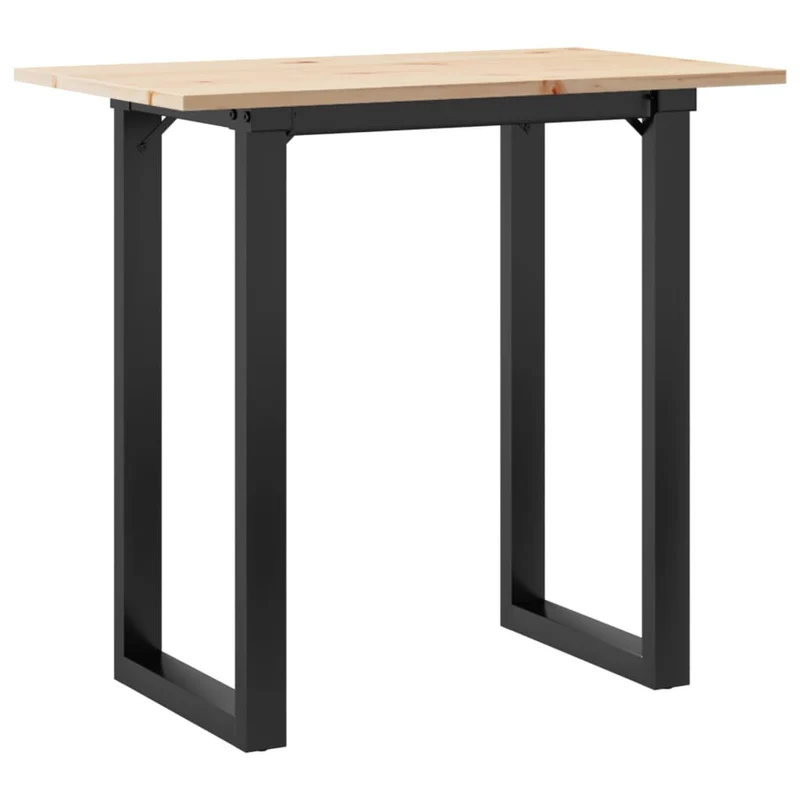 Table de salle à manger design industriel cadre en o 80 x 50 x 75,5cm bois de pin et acier DEC036795