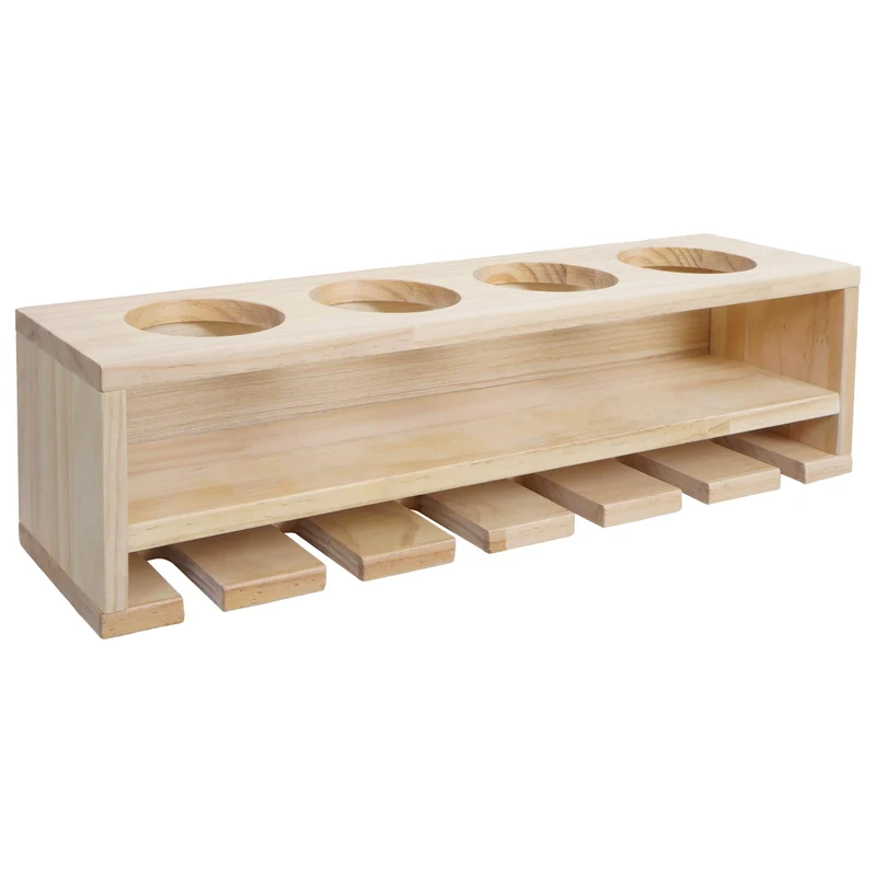 Etagère murale design moderne pour 4 bouteilles et 6 verres 12 x 48 x 12 cm en bois clair 04_0009089