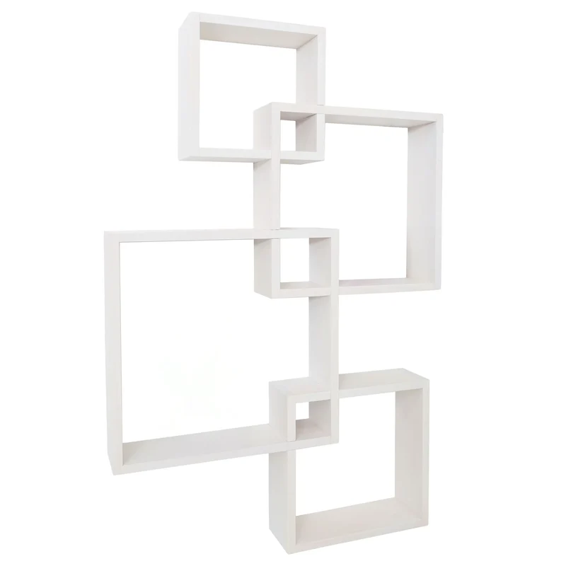Étagère murale moderne en forme de cubes design contemporain 91 x 59 x 10 cm en bois blanc 04_0009076