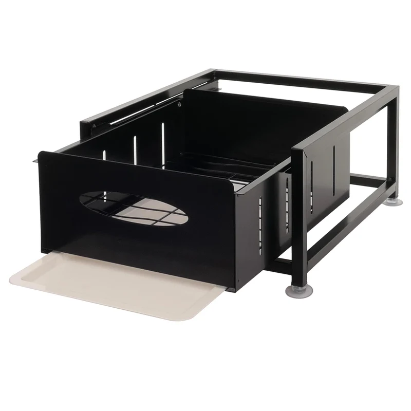 Tiroir d’armoire avec plateau tiroir coulissant rangement extensible pour cuisine et vaisselle 19 × 34 × 42 cm en métal noir 04_0009456