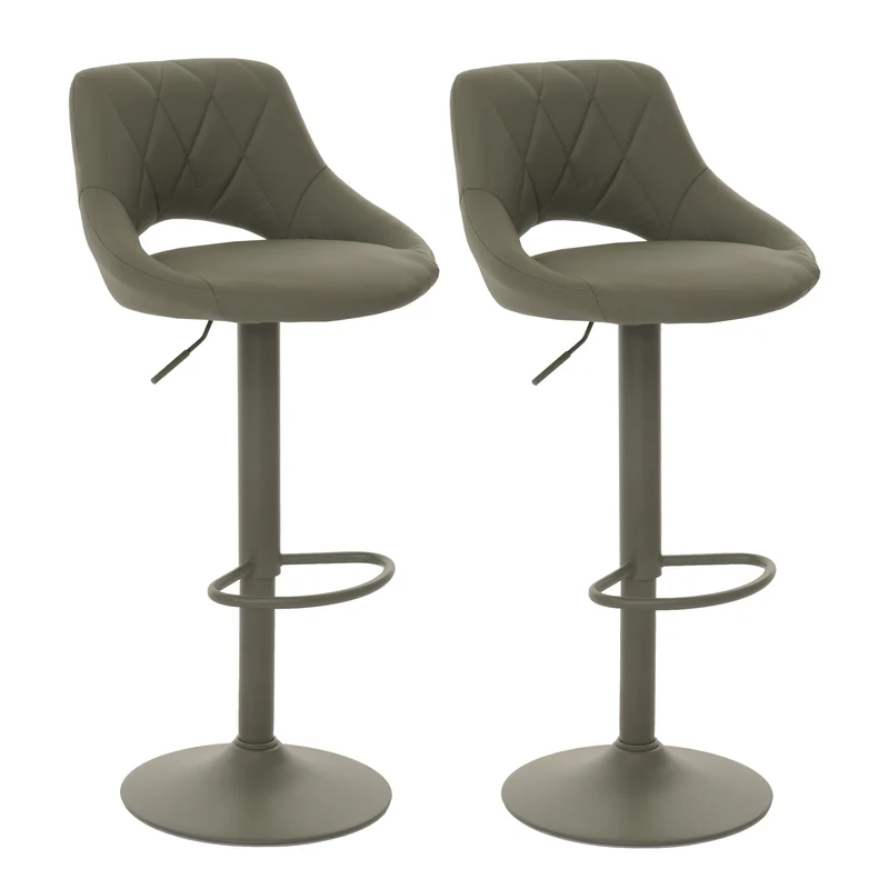 Lot de 2 tabourets de bar comptoir avec repose-pieds rotatifs en PVC vert et métal 04_0007476