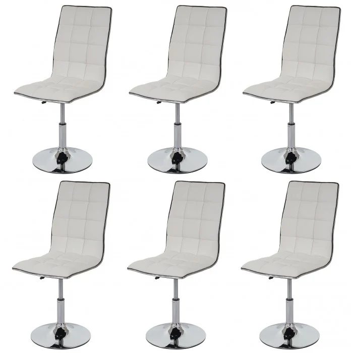 Lot de 6 chaises de salle à manger hauteur réglable en synthétique blanc CDS04278