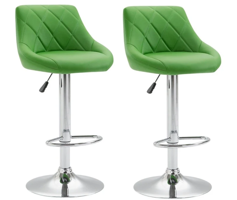 2x Tabourets de bar en synthétique vert pivotant avec repose-pieds TDB10081