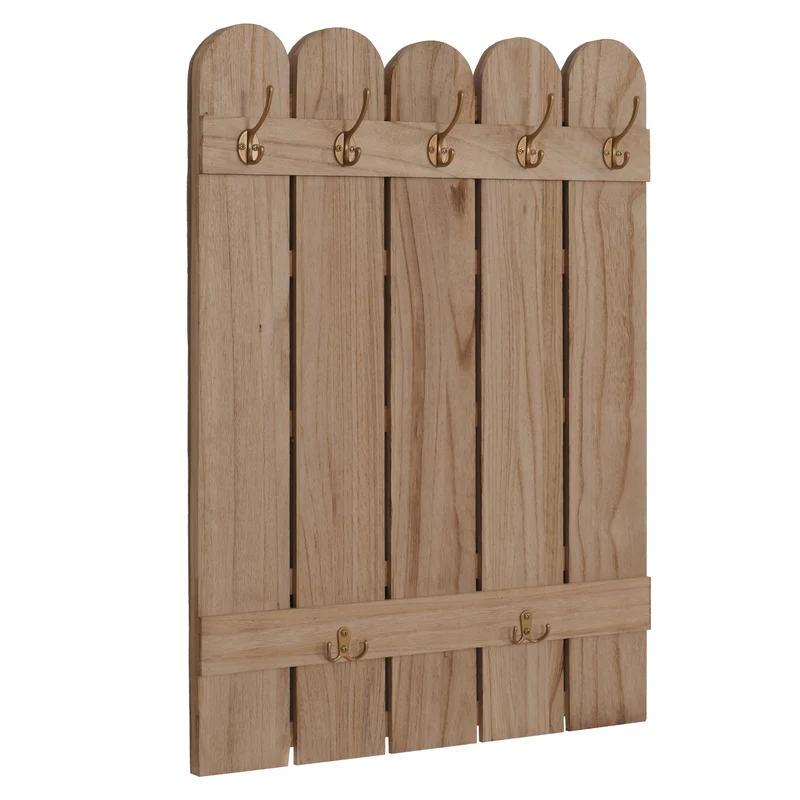 Porte-manteau mural en bois de paulownia couleur naturel 7 crochets 86 x 60 x 3 cm 04_0009730
