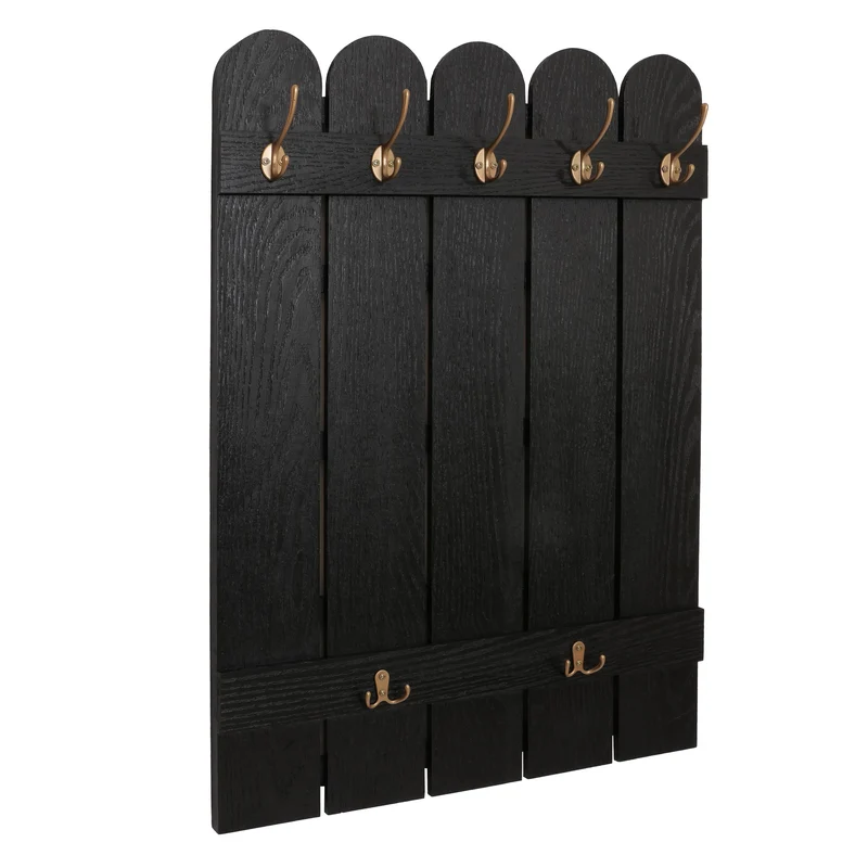 Porte-manteau mural en bois de paulownia couleur noir 7 crochets 86 x 60 x 3 cm 04_0009737