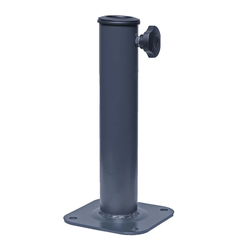 Support de parasol pour montage sur sol avec fixation durable 30 x 13,5 x 13,5 cm en acier noir 04_0010932