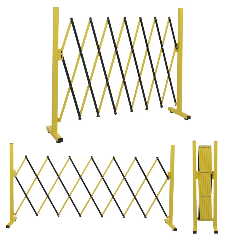 Grille de barrière grille de protection de clôture à ciseaux extensible hauteur 98 cm en aluminium jaune 04_0008755