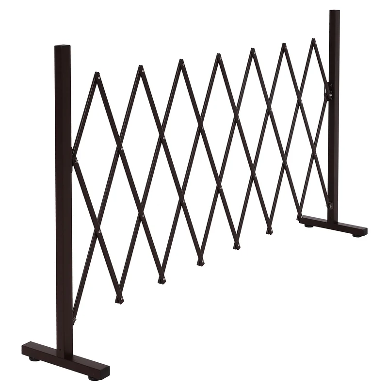 Grille de barrière grille de protection de clôture à ciseaux extensible métal marron hauteur 103 cm 04_0010234