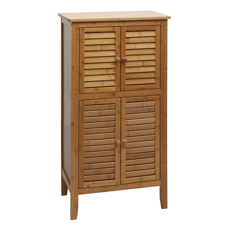 Armoire de salle de bain en bambou rangement fonctionnel 100 x 50 x 30 cm ambiance naturelle en bambou beige 04_0010324