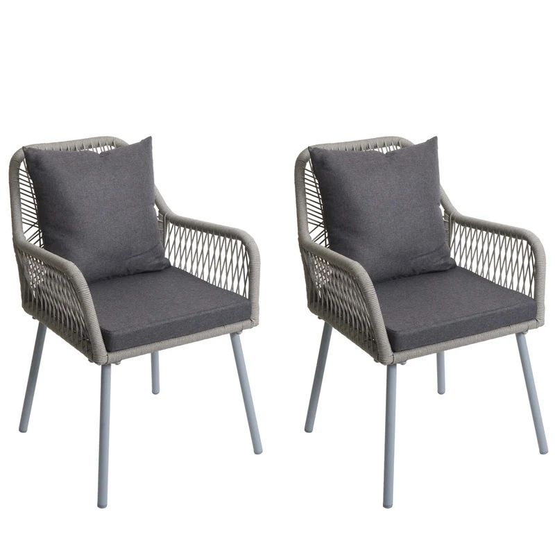 Lot de 2 chaises de jardin confortables avec coussins 81 x 54 x 62 cm en aluminium gris 04_0009686