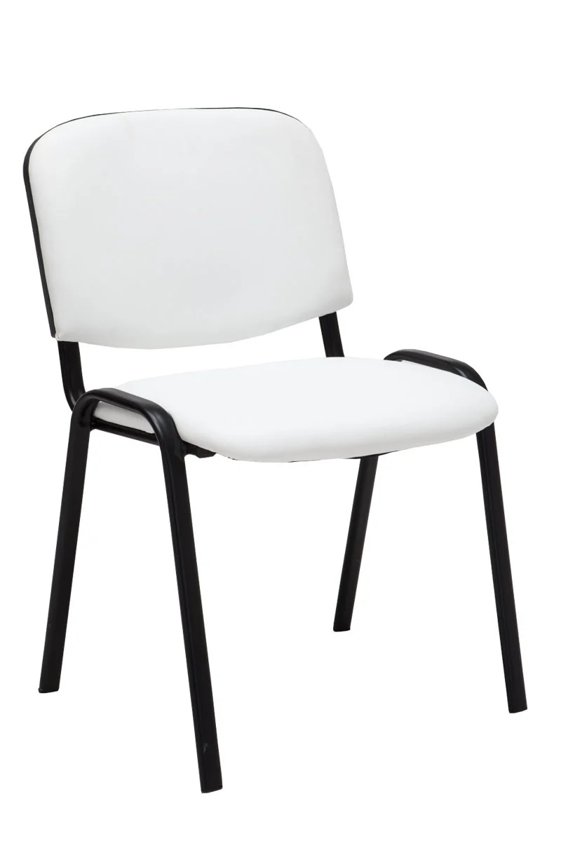 Chaise visiteur assise rembourrée en synthétique blanc BUR10068