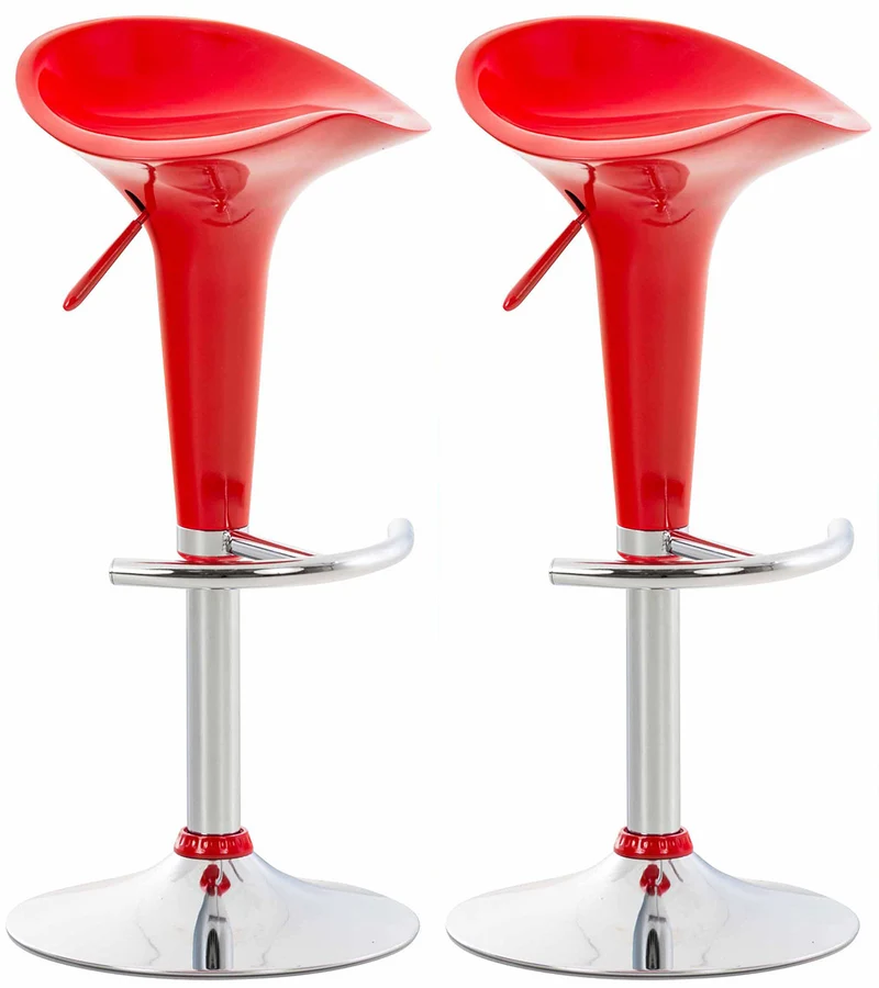 Lot de 2 tabourets de bar design rouge pivotant et hauteur réglable TDB10030