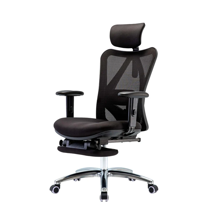 Fauteuil de bureau ergonomique support lombaire réglable repose-pieds mécanisme multifonction en maille noir 04_0010468