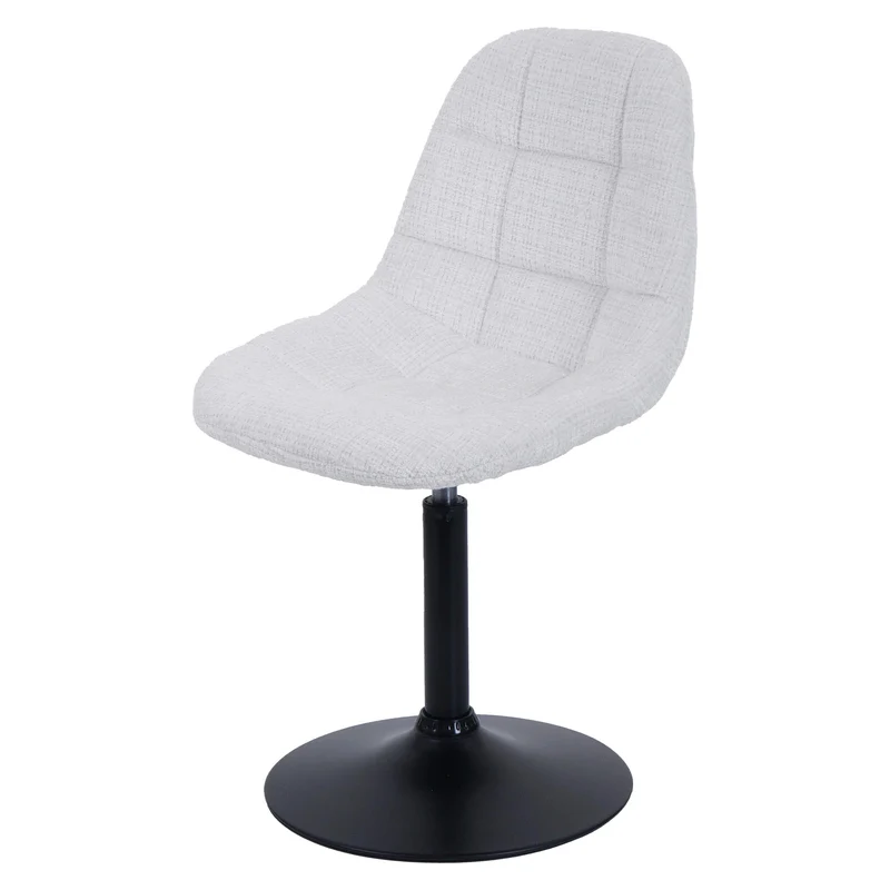 Chaise de salle à manger pivotante 360° en tissu chenille crème pied acier noir mat 04_0009895