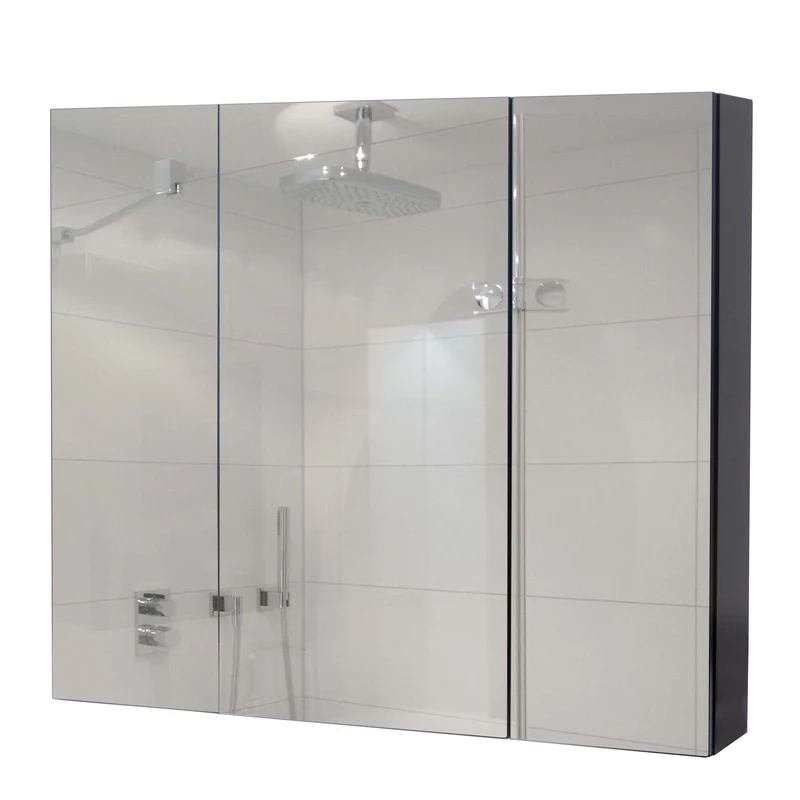 Meuble de salle de bain miroir moderne avec rangements 70 x 80 x 16 cm en contreplaqué blanc 04_0010332