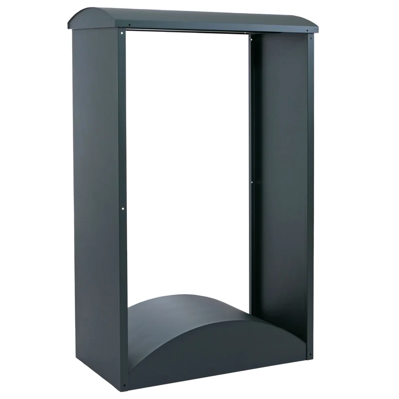 Abri à bois range-bûches extérieur avec base arrondie 160 x 98 x 50 cm en métal galvanisé vert 04_0008890