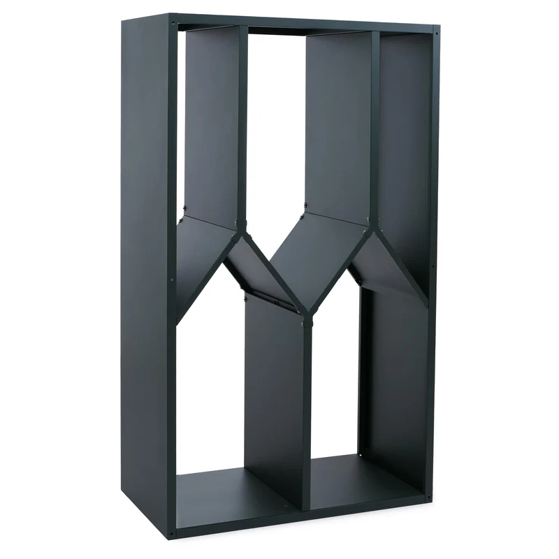 Abri à bois range-bûches extérieur design géométrique moderne 160 x 95 x 50 cm en métal galvanisé vert 04_0008889