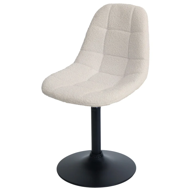 Chaise de salle à manger pivotante 360° design contemporain en tissu bouclé beige pied acier noir mat 04_0009881