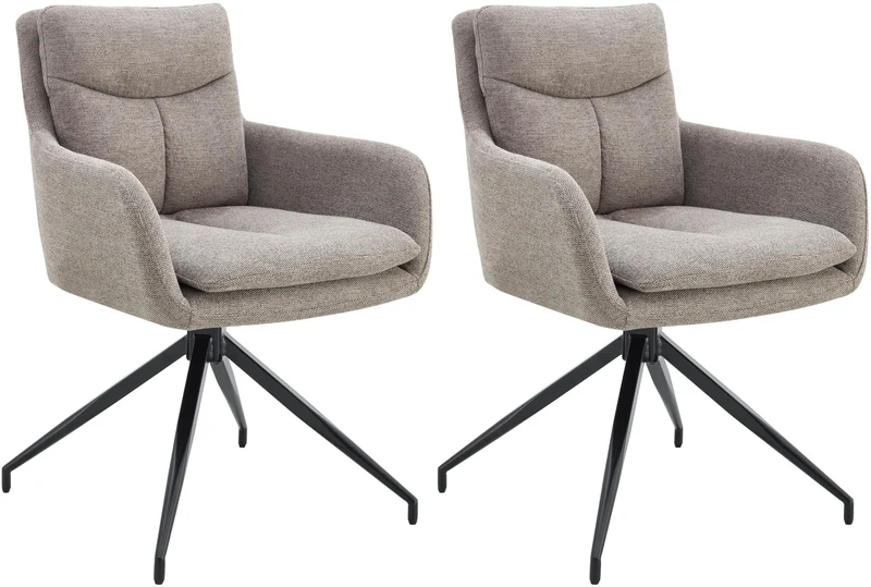 Lot de 2 chaises de salle à manger avec accoudoirs assise fonction pivotante en tissu taupe 10_0007440