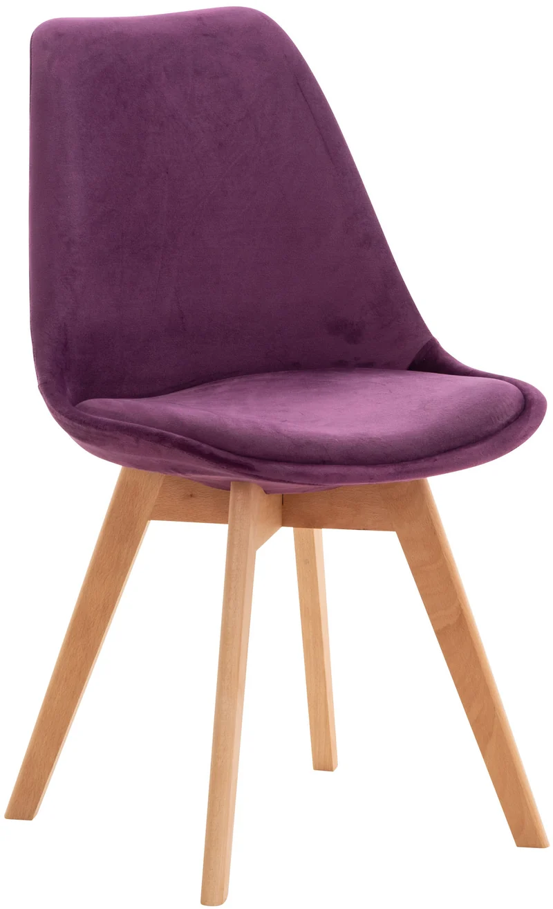 Chaise de salle à manger x1 design scandinave en velours violet et pieds en bois clair 10_0002284