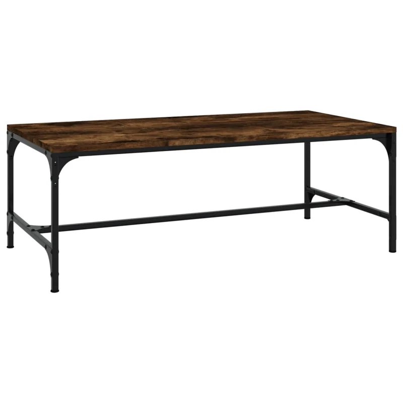 Table basse design industriel 100 x 50 x 35 cm bois d'ingénierie marron et métal DEC038317