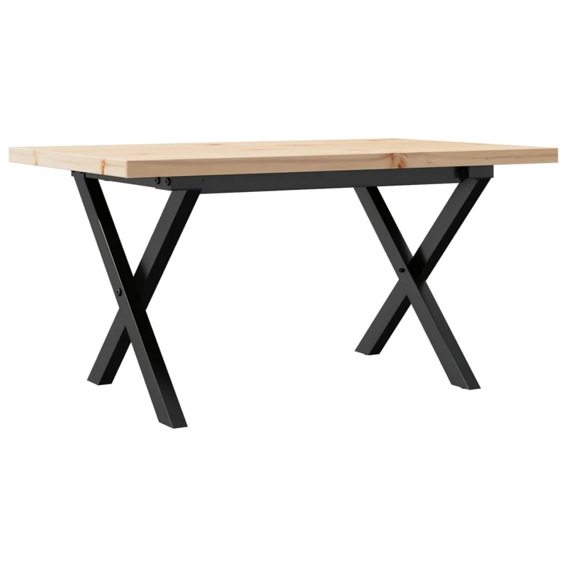 Table basse rectangulaire style industriel cadre en x 80 x 50 x 40,5cm bois de pin et acier DEC036270