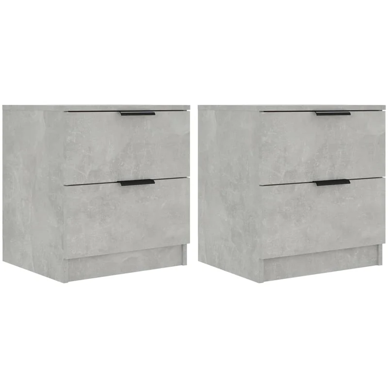 Lot de 2 tables de chevet avec deux tiroris 45 x 39 x 50 cm en bois d'ingénierie gris DEC035407