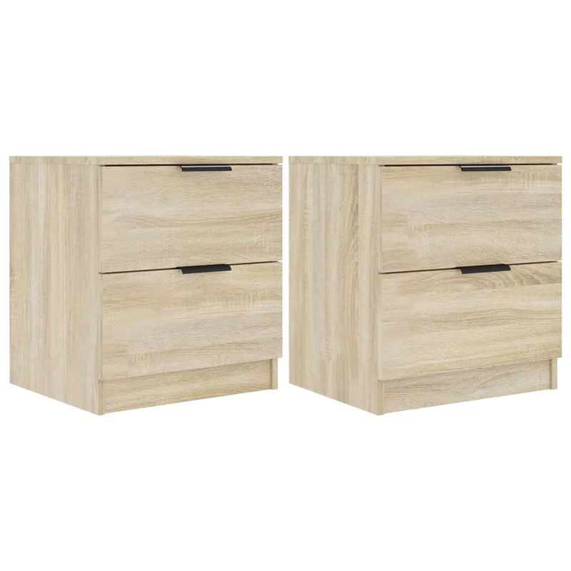 Lot de 2 tables de chevet 45 x 39 x 50 cm avec deux tiroirs en bois d'ingénierie couleur chêne DEC035299